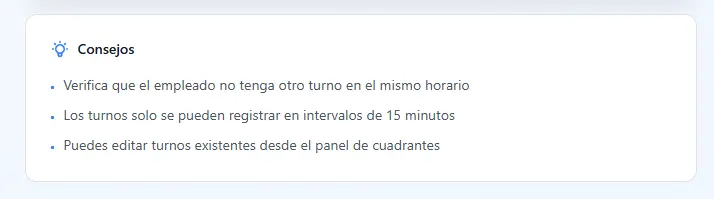 2. Validaciones y solapamiento de turnos