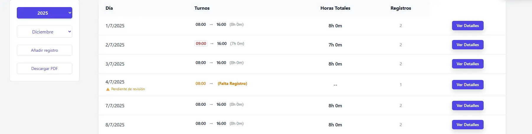 1. Detección automática de fichajes incompletos