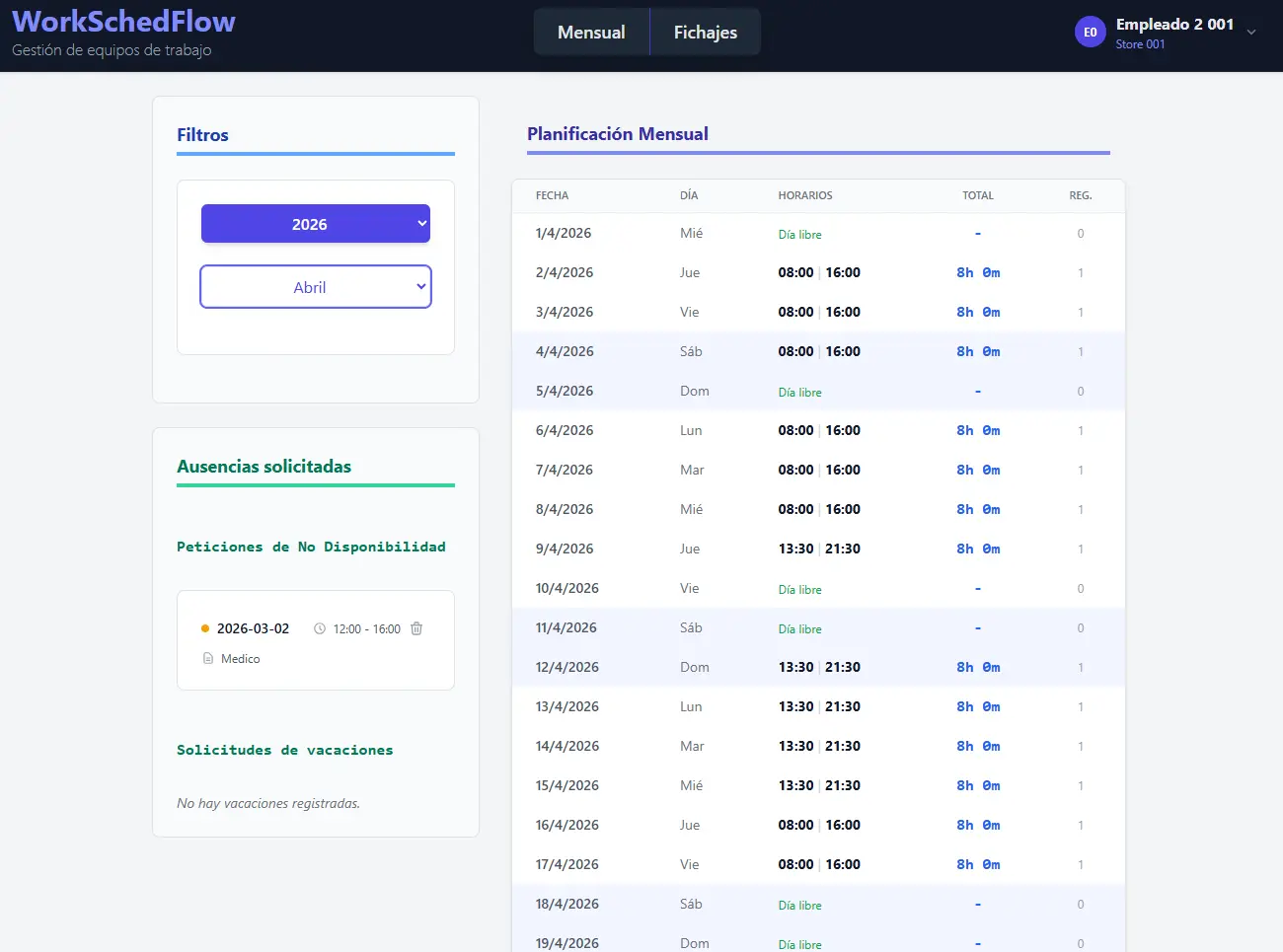 Dashboard Empleado